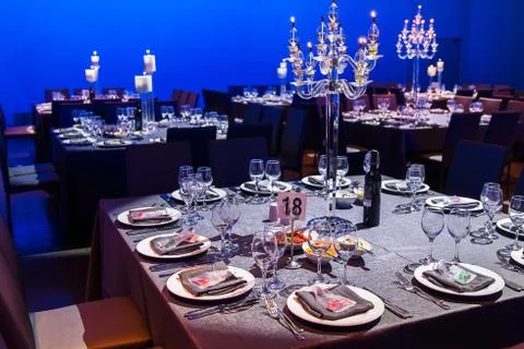 Festively decorated table . Stock Photos