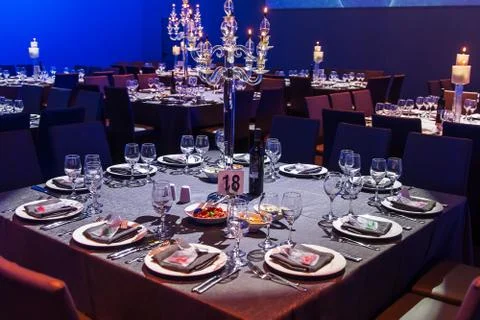 Festively decorated table . Stock Photos