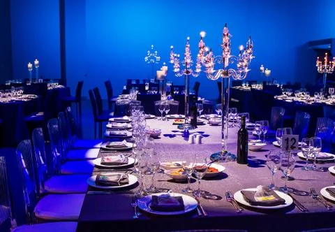 Festively decorated table . Stock Photos