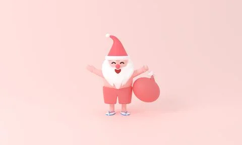 Festivities with a 3D rendering Santa Claus in a Summer Christmas Illustrazione stock