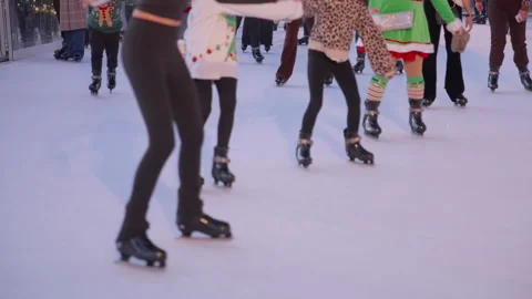 Festivities involve skating joy, festive seasons spark diverse skating and Stock Footage 321303464