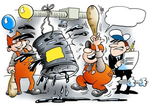 Festivities at the mechanic workshop Stock Illustration