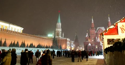 Festivities on the red square, new year holidays Stock Footage 67396337