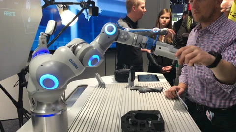 Festo presenting bionic workplace Stock Footage 89510043