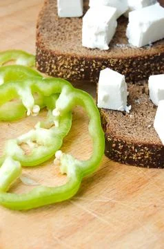 Feta cheese cubes Stock Photos