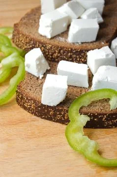 Feta cheese cubes Stock Photos