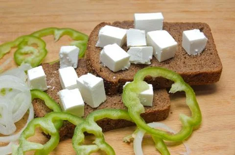 Feta cheese cubes Stock Photos