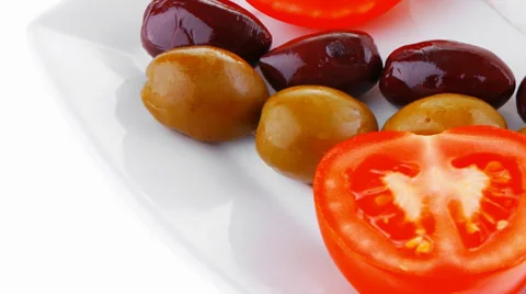 Feta cube and vegetables 스톡 동영상 30392299