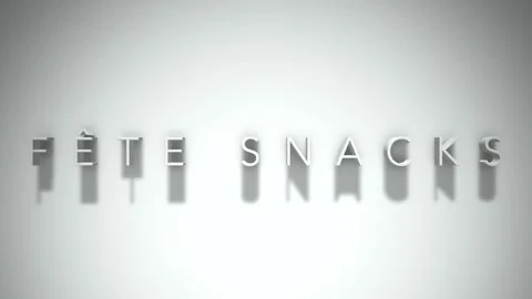 Fete snacks 3D title animation with shadows on a white background Stock Footage 297217460