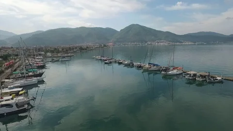 Fethiye Harbor Aerial View Stock Footage 79191209