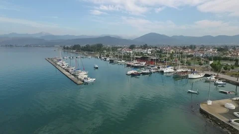 Fethiye Harbor Aerial View Stock Footage 79191453