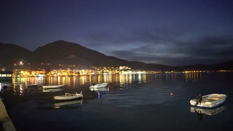 Fethiye Harbor Night Time  Stock Footage 136775401