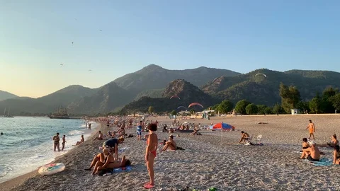 Fethiye, Turkey - October 5, 2019: Oludeniz beach Stock Footage 122584946