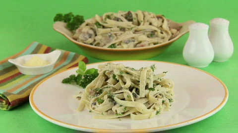 Fettucini Being Served Stock Footage 858208