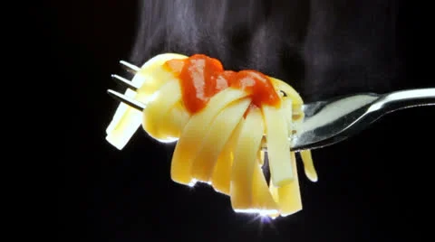 Fettucini on fork Video stock 23359423