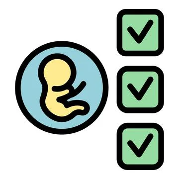Fetus and check marks representing prenatal care and healthy pregnancy Illustrazione stock
