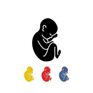 Fetus doodle icons set, vector color illustration Stock Illustration