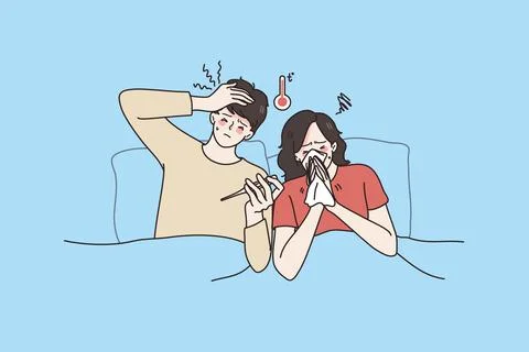 Fever and getting cold concept. Stock Illustration