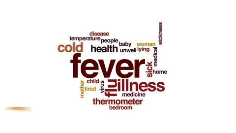 Fever animated word cloud, text design animation. Stock Footage 72951315