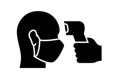 Fever check icon on white background. Body temperature check Stock Illustration