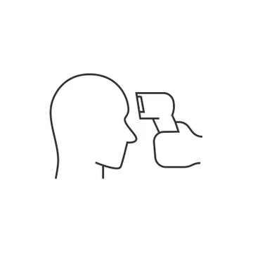 Fever check line icon on white background Stock Illustration