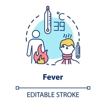Fever concept icon. High temperature. Inflammation from virus. Patient unwell Stockillustratie