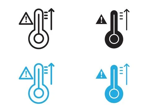 Fever, high temperature icon black and white vector outline sign Stock Illustration