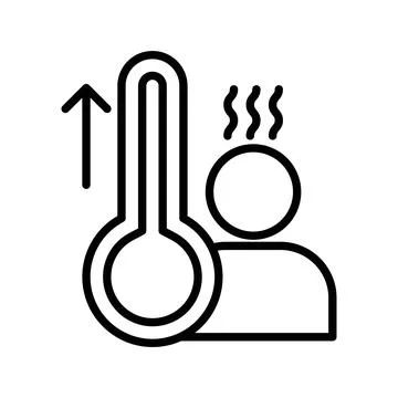 Fever, high temperature icon linear logo mark in black and white Ilustração Stock