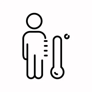 Fever High Temperature Minimalistic Flat Line Outline Stroke Icon Pictogram.. Stock Illustration