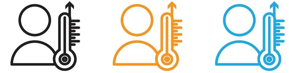 Fever, high temperature vector logo set collection for web app ui Ilustração Stock