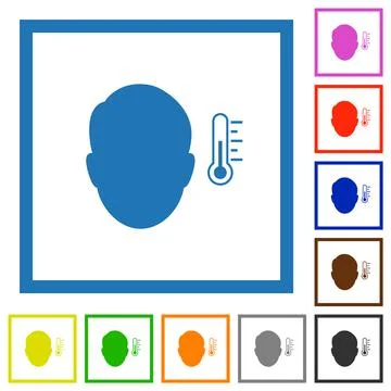 Fever measurement solid flat framed icons Stockillustratie