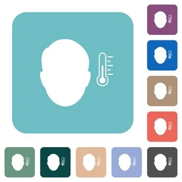 Fever measurement solid rounded square flat icons Stock Illustration