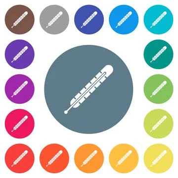 Fever thermometer flat white icons on round color backgrounds Illustrazione stock