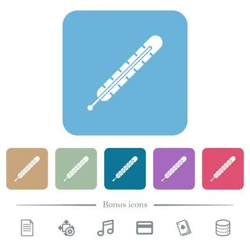 Fever thermometer solid flat icons on color rounded square backgrounds Stock Illustration