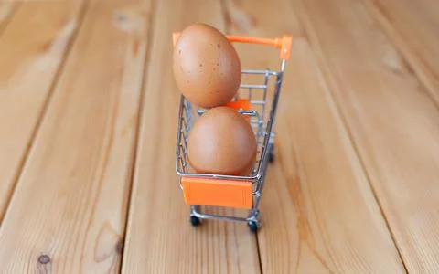 A few brown eggs among the empty cells of a large cardboard bag Stock Photos