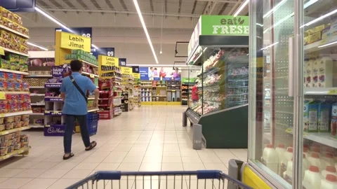 Tesco Supermarket, Food Store Aisle, Lon, Stock Video