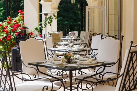 A few of the decorated tables Stock Photos