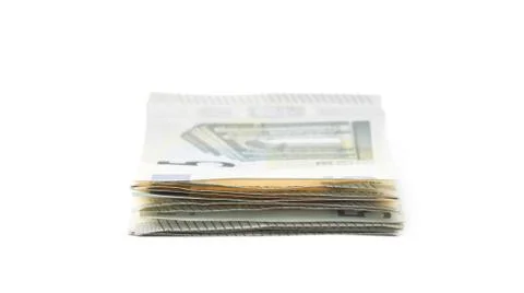 Few five euro notes isolated Stock Photos