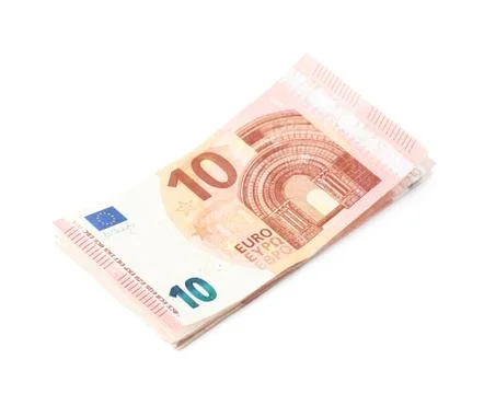 Few five euro notes isolated Stock Photos