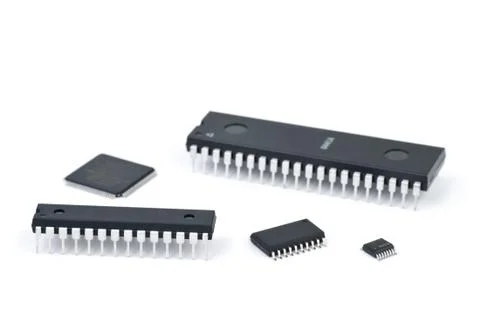 Few microchips  isolated on the white background Photos