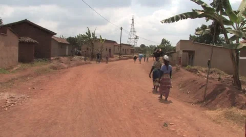 Few People Are Walking On Road In One Of The Poorest States In Africa, Rwanda Stock Footage