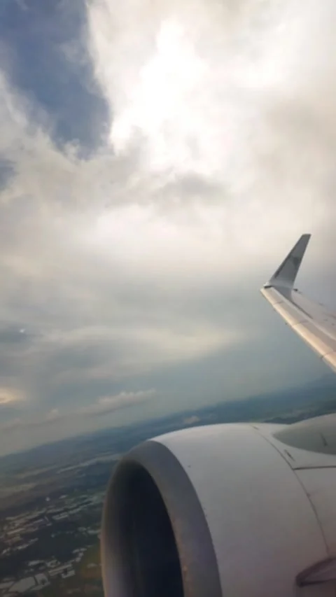 A Few Seconds After The Plane Took off with a 45 degree Tilted View Stock Footage 324568671