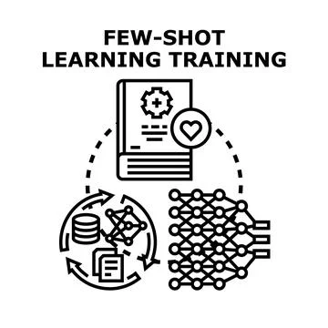 Few shot learning training concept for machine intelligence Illustrazione stock