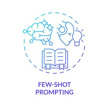 Few shot prompting blue gradient concept icon Illustrazione stock