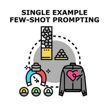 Few shot prompting concept with single example illustration Stock Illustration