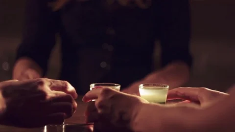 Few shots. Friends drinking on a bar Stock Footage 80357548