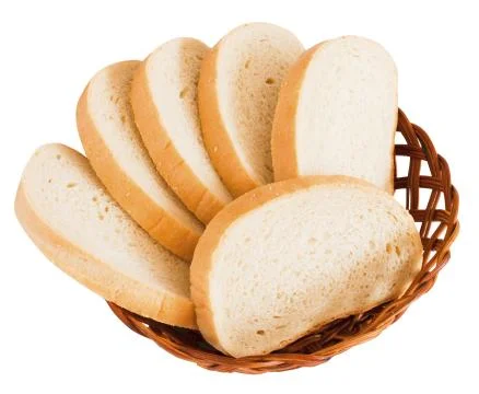 Few slice of bread on white background Stock-Fotos