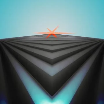 Few steps to the top on abstract blue staircase wallpaper illustration Stock Illustration