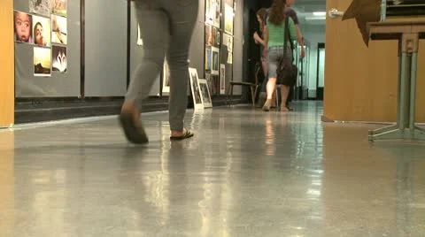 Few students walking in hallway Stock Footage 10352040