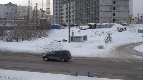 Few tall buildings under construction and cranes Stock Footage 72708796